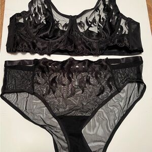 Torrid Black Sheer Lace Bra Set